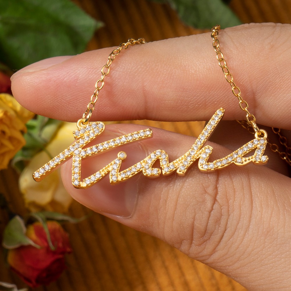 Collier Nom en Zircon Minimaliste Personnalisé Cadeau Souvenir pour Elle Cadeaux d'Anniversaire Cadeau d'Anniversaire Unique
