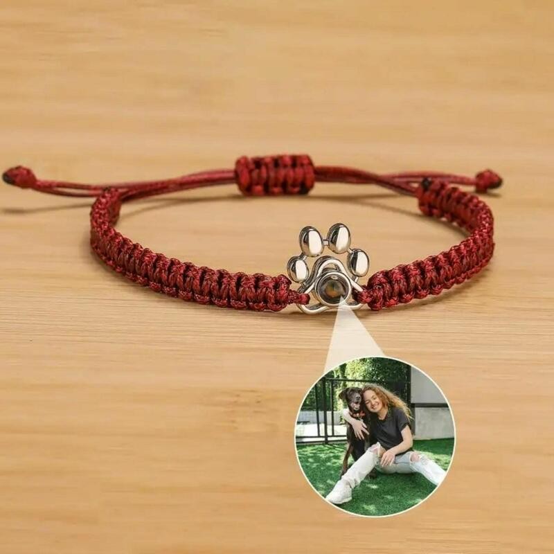 Bracelet à Projection Photo Personnalisé avec Pendentif Patte Cadeau Réconfortant pour Amoureux des Animaux