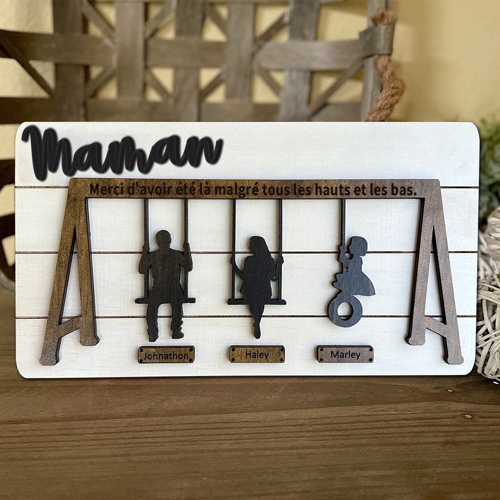 Panneau de balançoire personnalisé, panneau de maman en bois pour cadeaux de fête des mères
