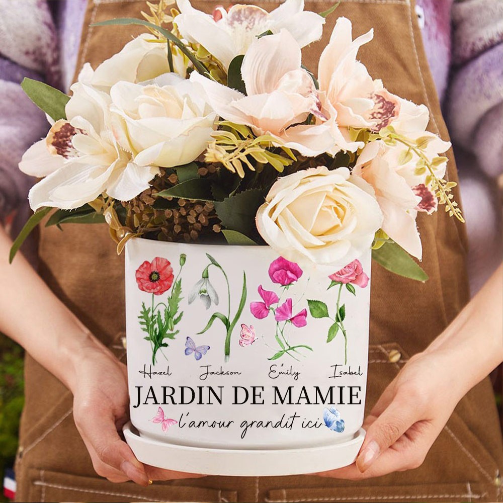Pot de fleur de naissance personnalisé pour le jardin de maman Idées cadeaux spéciales fête des mères