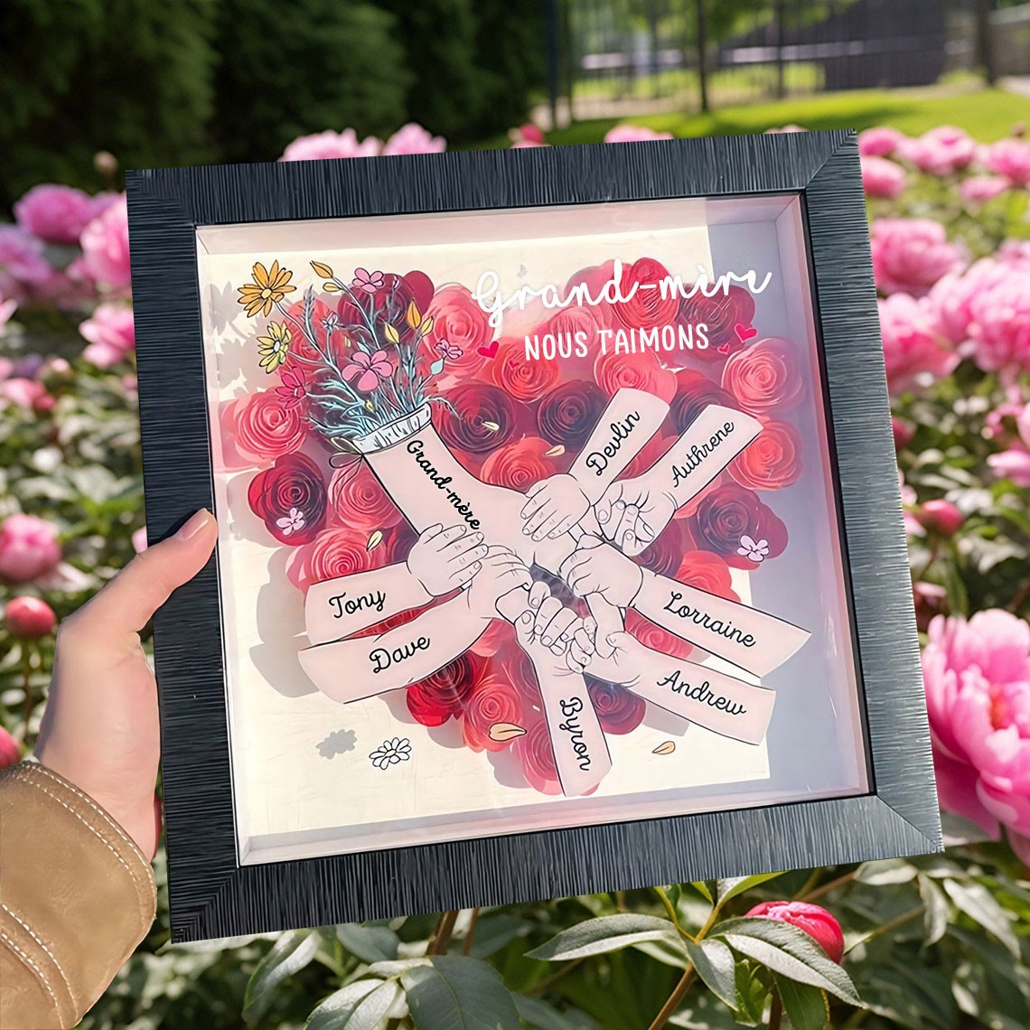 Maman nous t'aimons main dans la main boîte à fleurs cadeaux personnalisés pour maman cadeaux uniques pour la fête des mères