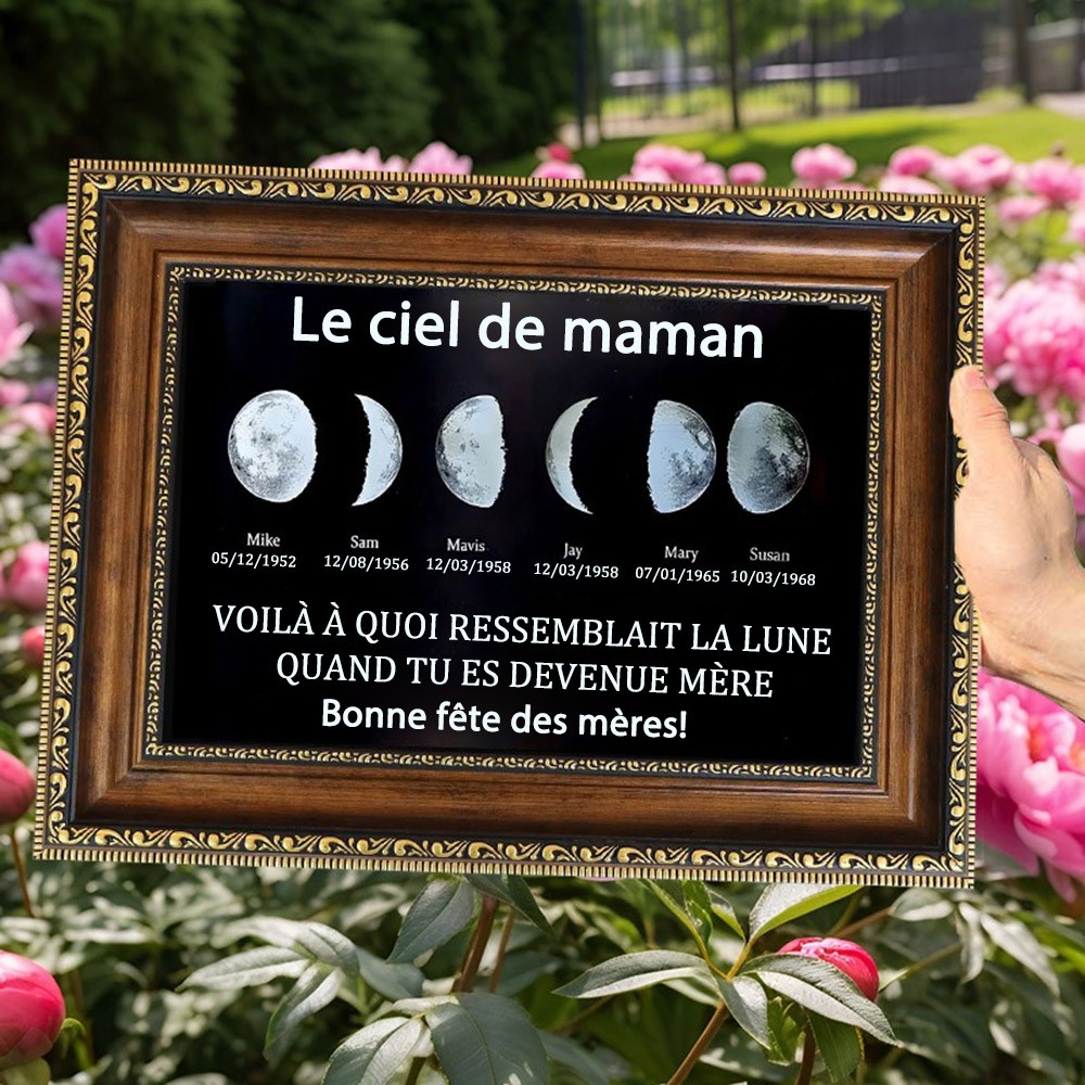 Cadre photo personnalisé avec phases de lune et prénoms d'enfants, cadeau pour maman, grand-mère, nouvelle maman, fête des mères