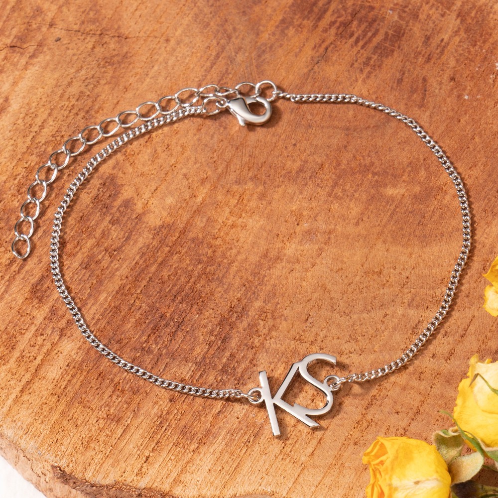 Bracelet Entrelacé Deux Initiales Personnalisé pour Femmes Cadeau d'Anniversaire pour Elle - Cadeaux d'Anniversaire Cadeau de Saint-Valentin pour Couples