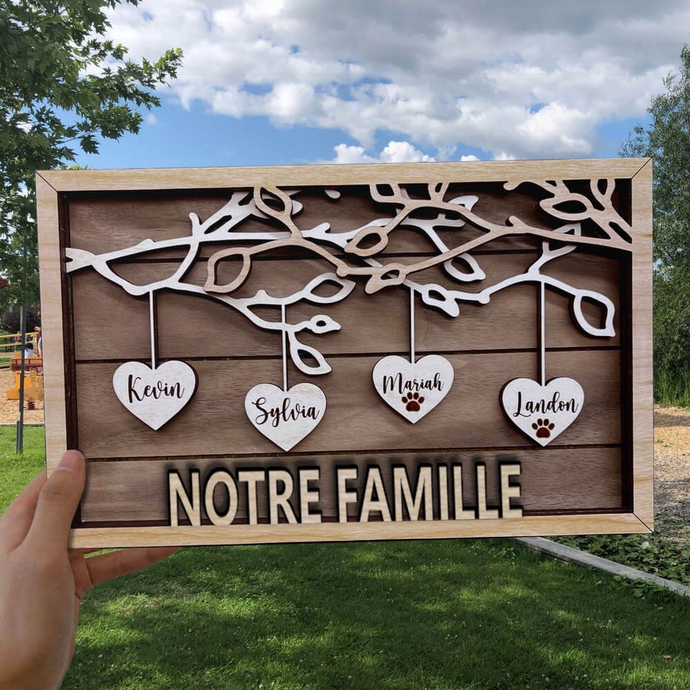 Panneau d'arbre généalogique en bois personnalisé avec noms, cadeaux pour grand-mère, maman, idées cadeaux pour la fête des mères