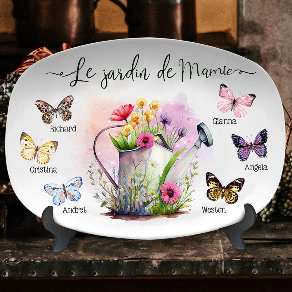 Plateau de papillons personnalisé avec noms cadeaux souvenirs pour maman grand-mère