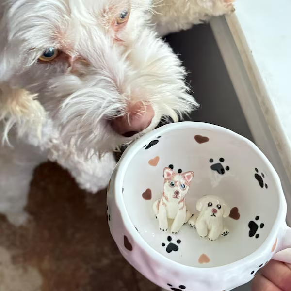 Tasse personnalisé avec figurine d'animal de compagnie Cadeaux pour les propriétaires de chiens Cadeaux pour les amoureux des animaux
