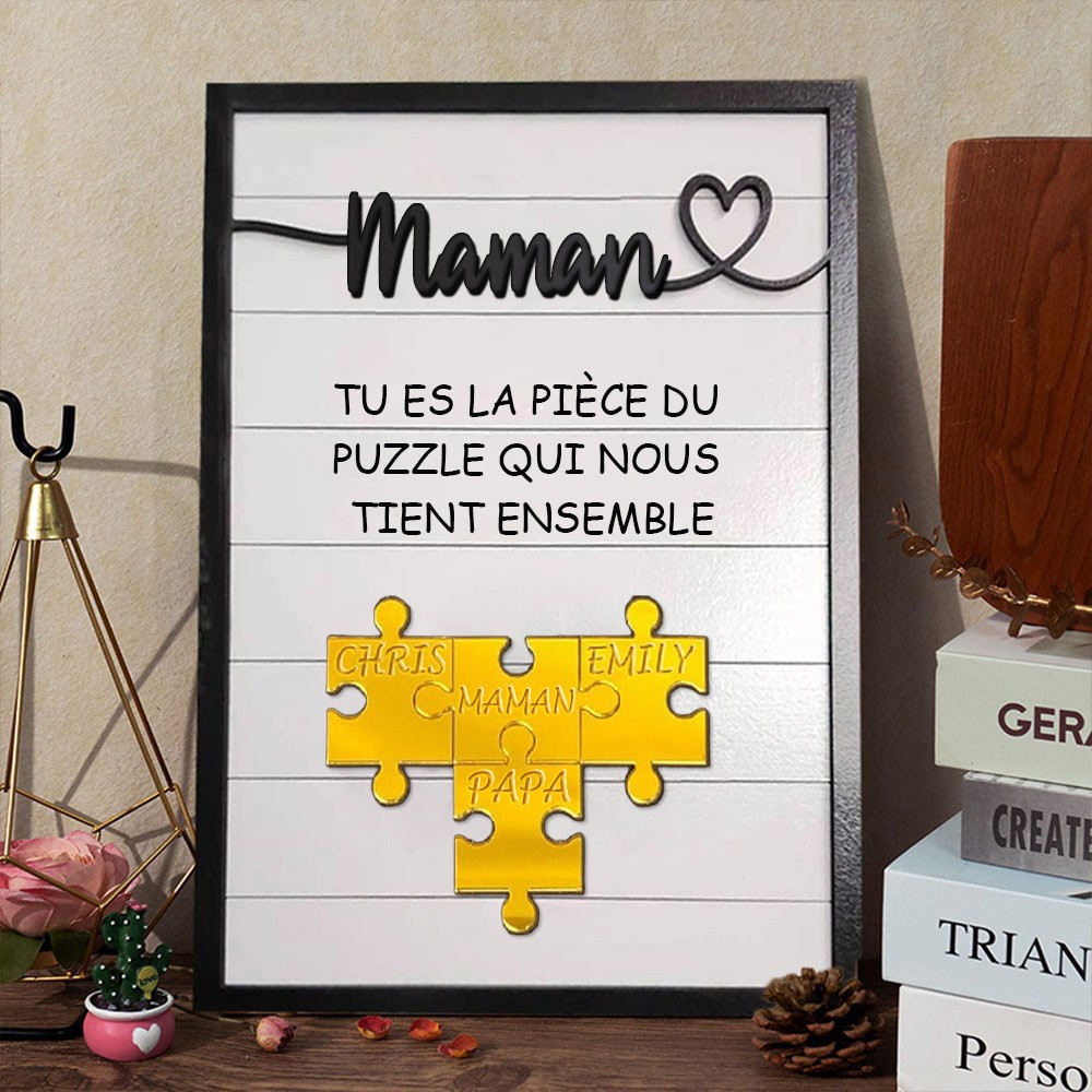 Maman, tu es la pièce du puzzle qui nous tient ensemble Puzzle personnalisé pour maman, cadeau pour la fête des mères