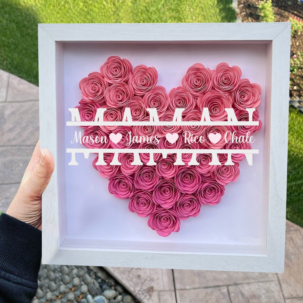Boîte à fleurs personnalisée avec noms d'enfants, idées cadeaux pour maman et grand-mère