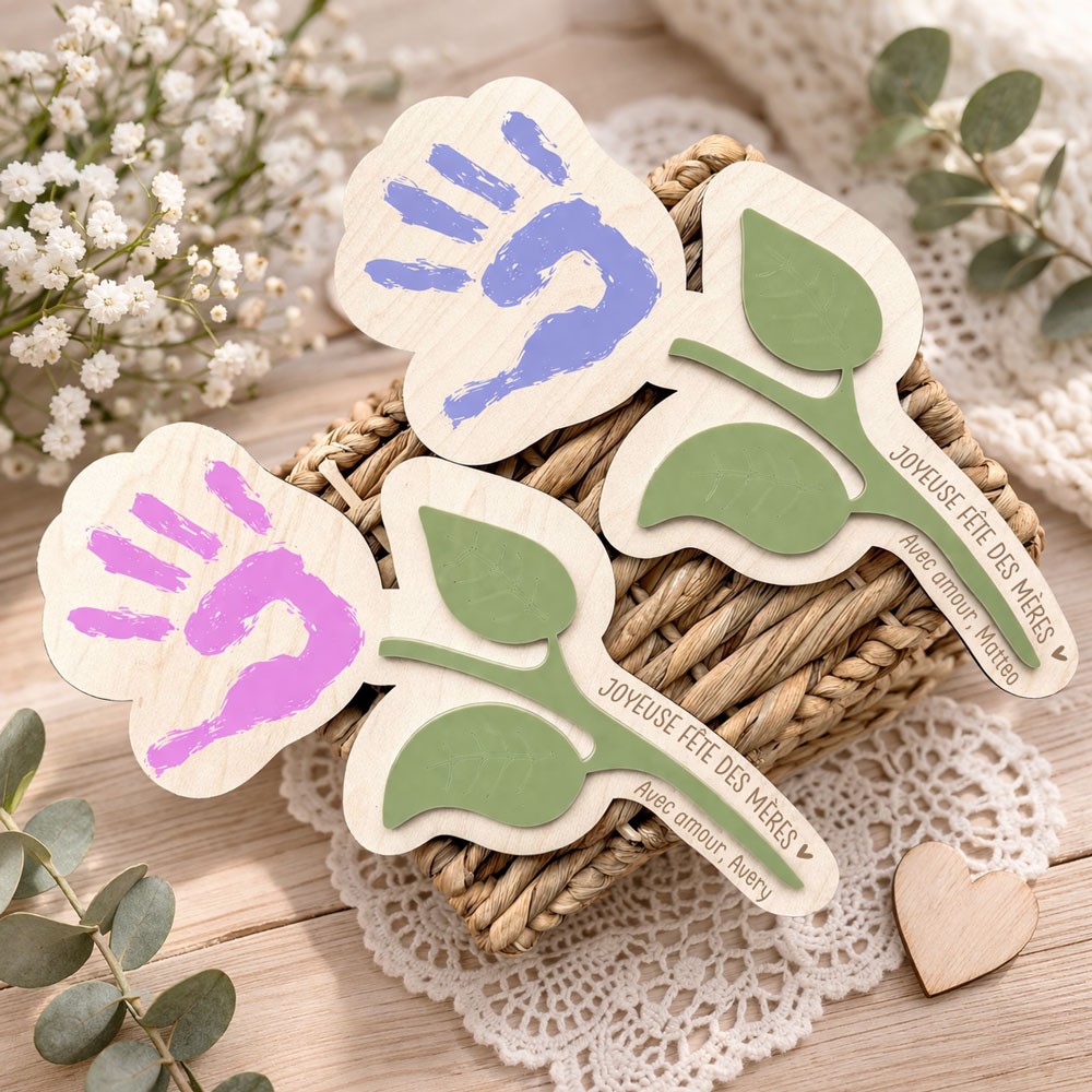 Cadeau unique pour la fête des mères : panneau à faire soi-même avec l'empreinte de la main d'une maman.