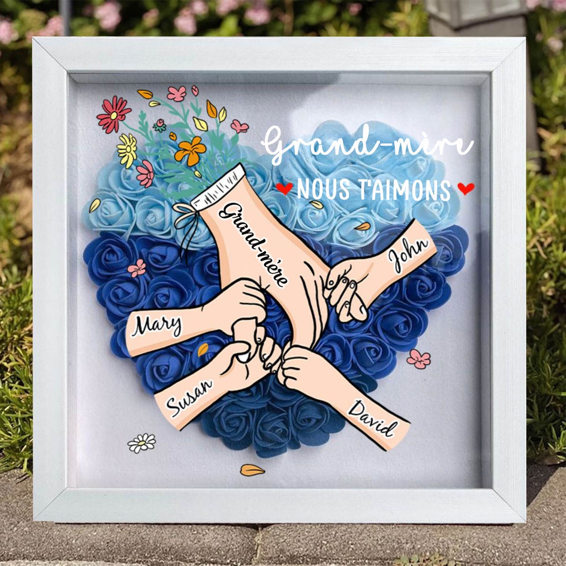 Maman nous t'aimons main dans la main boîte à fleurs cadeaux personnalisés pour maman cadeaux uniques pour la fête des mères