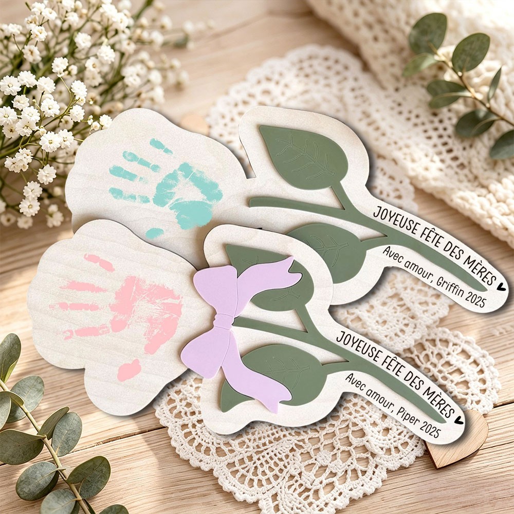 Cadeau unique pour la fête des mères : panneau à faire soi-même avec l'empreinte de la main d'une maman.