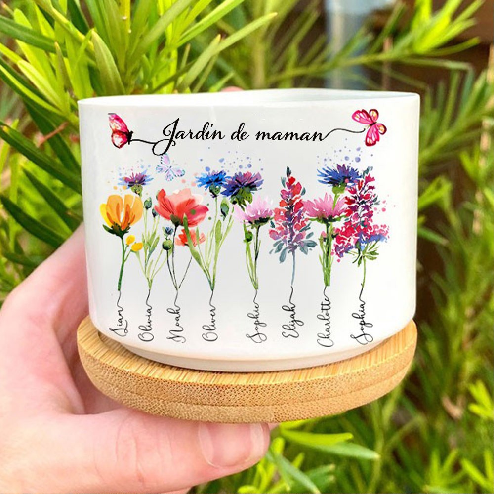 Jardin de maman personnalisé fleur de naissance Mini pots de plantes succulentes cadeau pour maman grand-mère