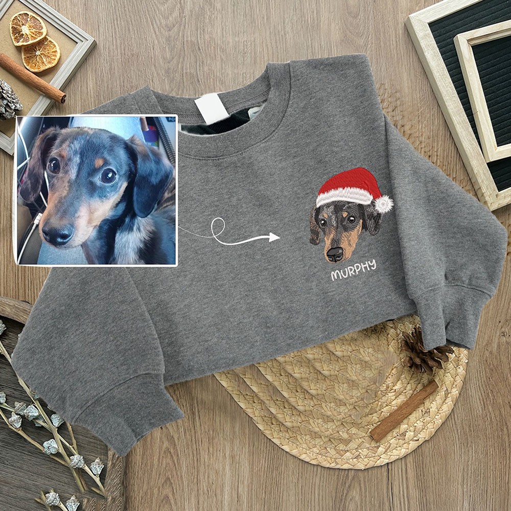 Sweat-shirt de Noël personnalisé pour animaux de compagnie avec photo brodée cadeau de Noël pour les propriétaires de chiens