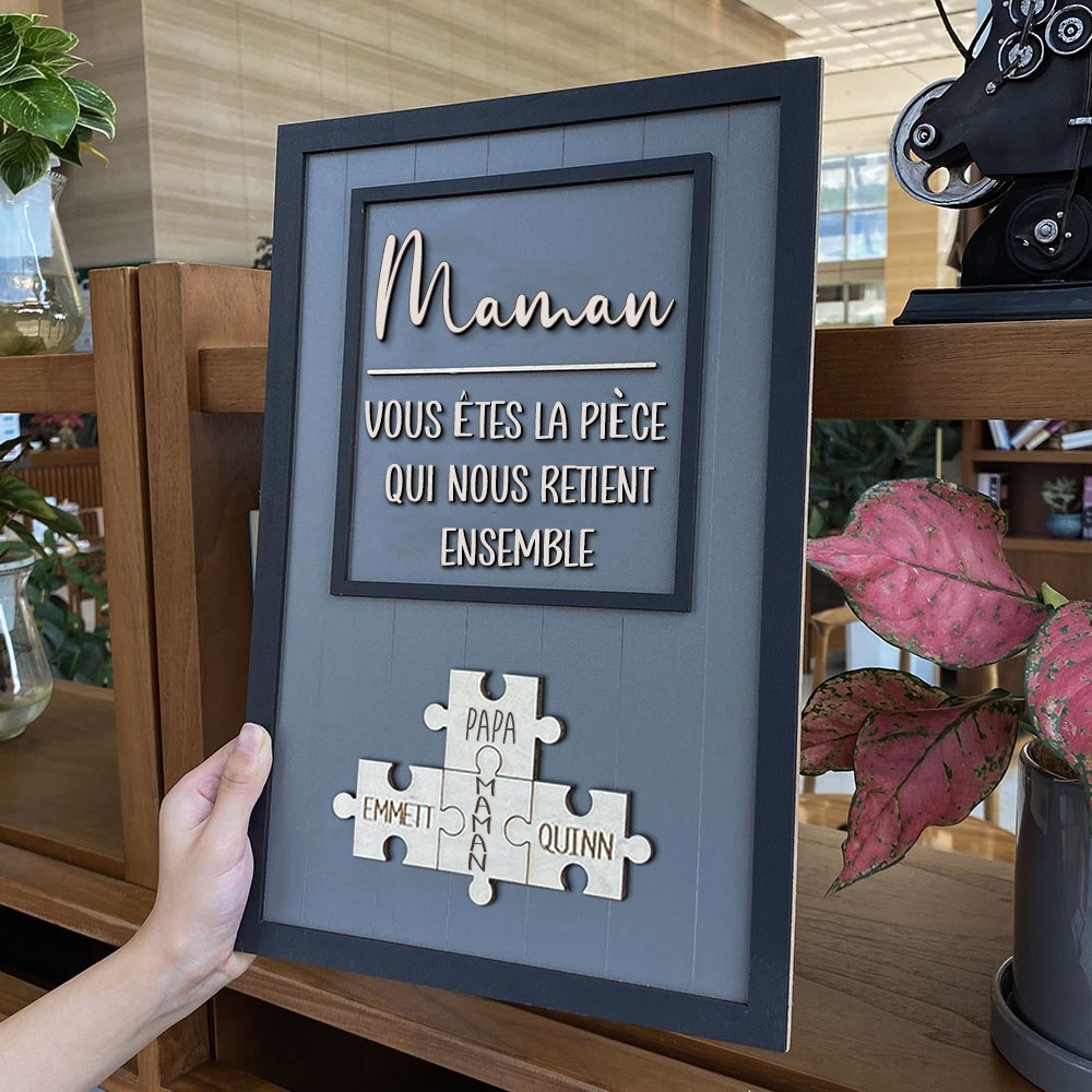 Cadeaux personnalisés de signe de puzzle de maman en bois pour des idées de cadeaux de fête des mères de grand-mère de maman