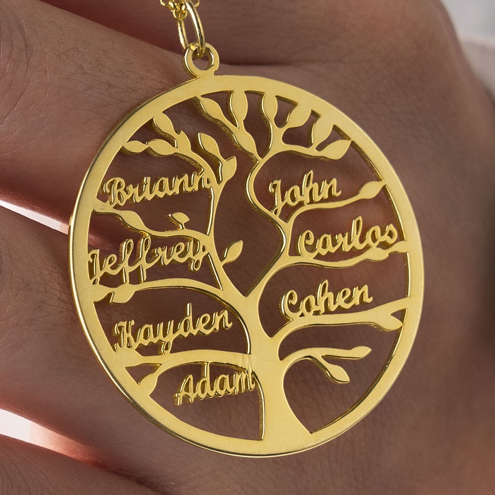 Collier personnalisé avec noms d'arbre généalogique, cadeau d'anniversaire, cadeau familial unique pour maman et grand-mère