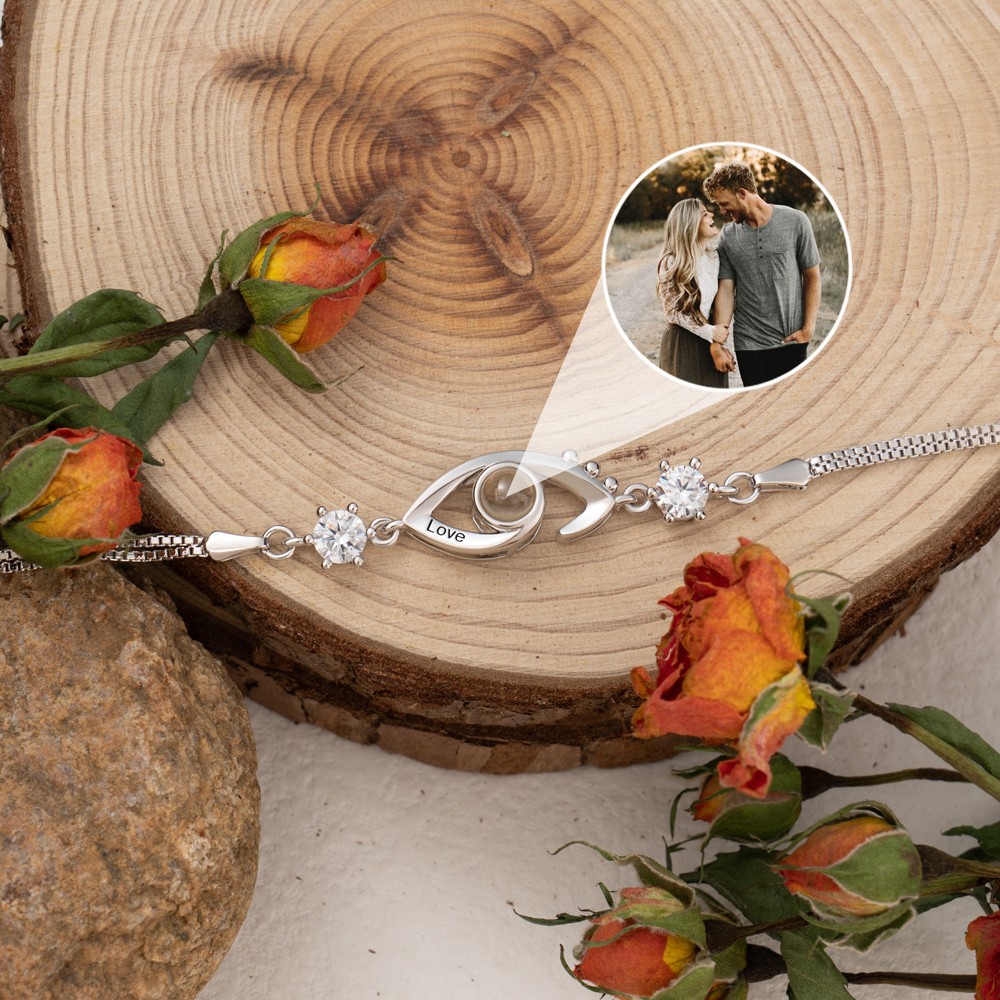 Bracelet de projection de photos personnalisé pour femmes, idées cadeaux de Saint-Valentin pour âme sœur