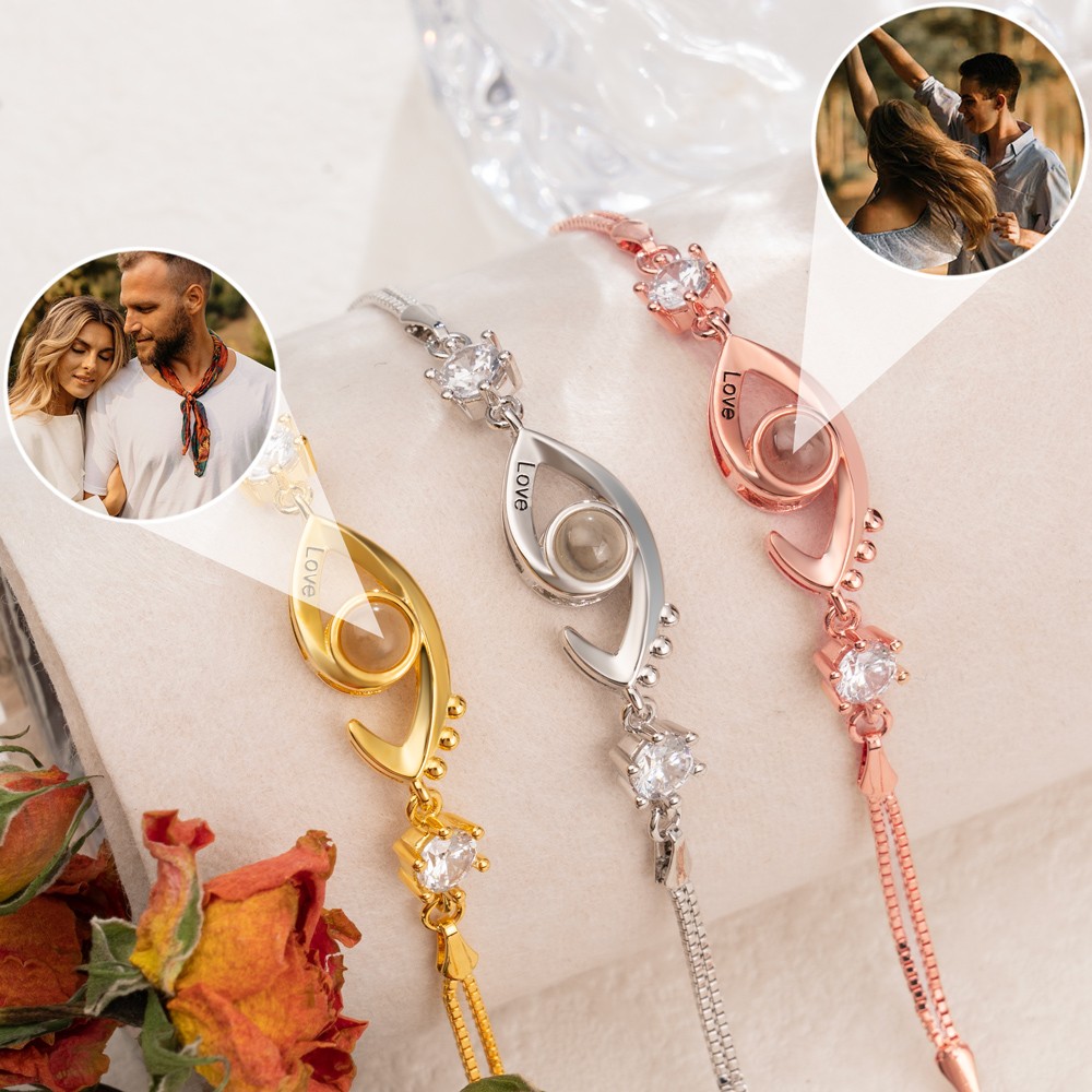 Bracelet de projection de photos personnalisé pour femmes, idées cadeaux pour petite amie et épouse