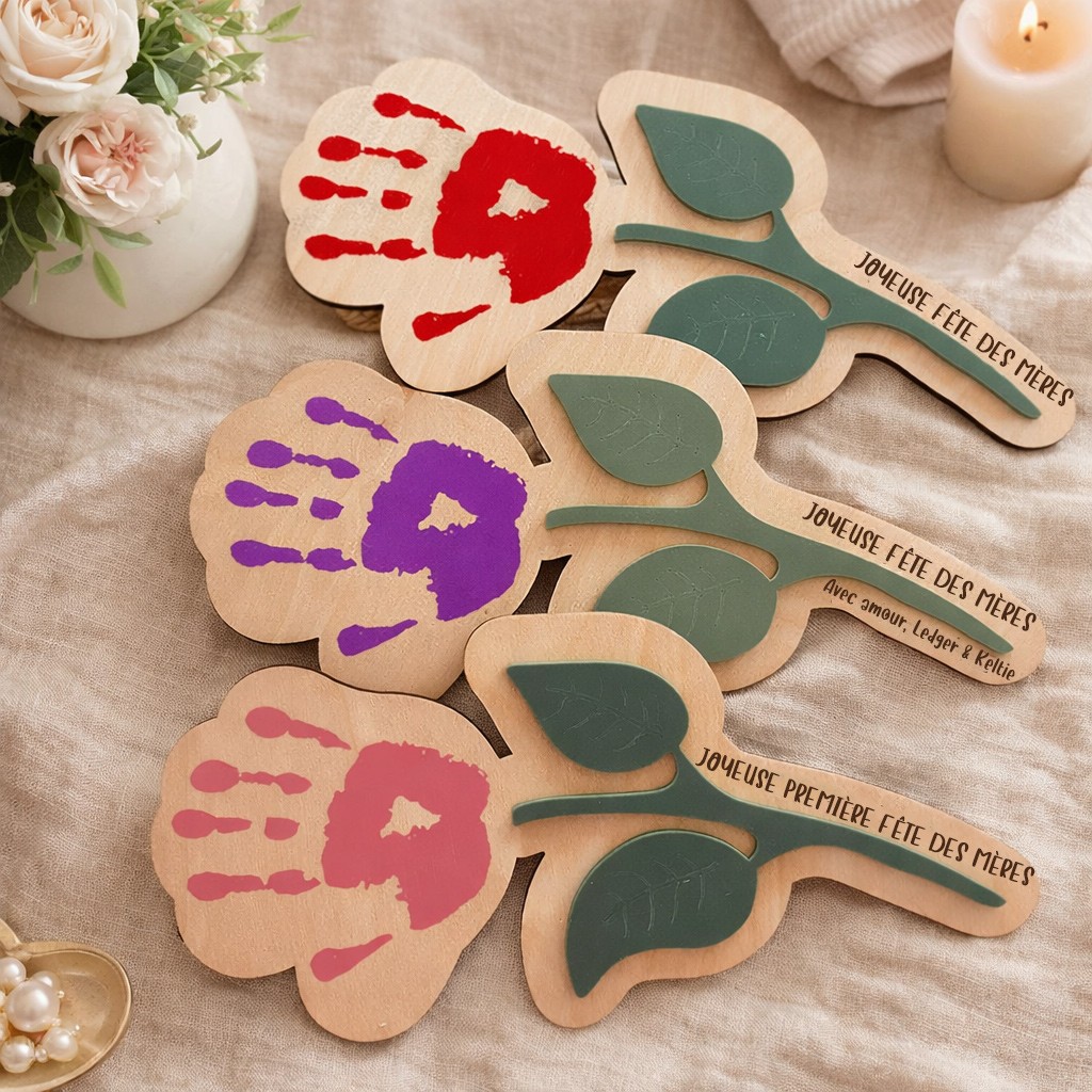 Cadeau unique pour la fête des mères : panneau à faire soi-même avec l'empreinte de la main d'une maman.