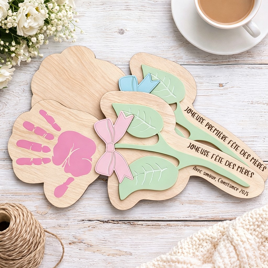 Cadeau unique pour la fête des mères : panneau à faire soi-même avec l'empreinte de la main d'une maman.
