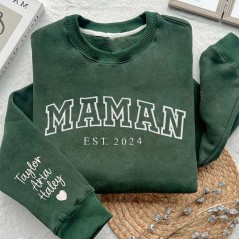 Sweat à capuche brodé personnalisé pour maman avec date Idées cadeaux pour la fête des mères