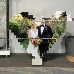 Puzzle de Construction en Briques Photo Cœur Personnalisé Cadeau Unique d'Anniversaire de Mariage Cadeau de Saint-Valentin pour Couples