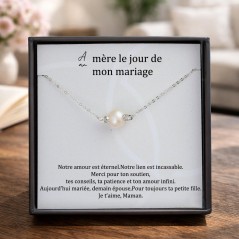Bijou cadeau pour la mère de la mariée : collier de perles en argent sterling, souvenir de mariage offert par sa fille