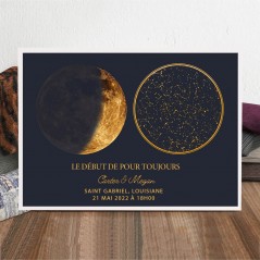 Cadre Personnalisé avec Carte du Ciel et Phases Lunaires Idées Cadeaux d'Anniversaire Cadeau Unique pour les Couples Cadeau de Noël
