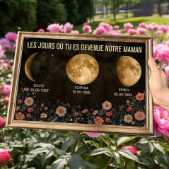 Les jours où tu es devenue notre maman Cadre de phases de lune personnalisé pour maman Cadeau de fête des mères