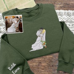 Sweat-shirt personnalisé avec portrait brodé pour couple cadeaux d'anniversaire pour femme cadeaux de Saint-Valentin