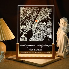 Luminaire Carte « Notre Premier Rendez-Vous » Personnalisé Plaque Acrylique Carte Cadeau d'Anniversaire Cadeau de Saint-Valentin pour Couples