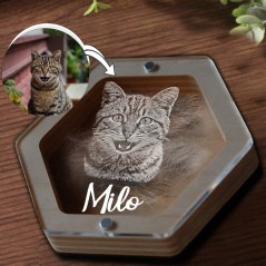 Boîte-Souvenir Gravée à Poils d'Animal Personnalisée avec Photo Cadeau Commémoratif Cadeau du Souvenir pour Perte d'Animal