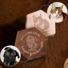 Boîte Commémorative en Bois pour Poils d'Animal avec Photo Cadeau-Souvenir en Fourrure d'Animal Personnalisé Cadeaux en Cas de Perte d'Animal