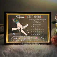 Le Jour où Tu es Devenue Notre Maman Calendrier Personnalisé Veilleuse avec les Prénoms des Enfants Idées Cadeaux pour la Fête des Mères