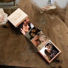 Boîte Photo en Bois à Tiroir Personnalisée Cadeaux Uniques pour Couples Cadeau d'Anniversaire pour Lui Cadeaux Saint-Valentin pour Petit Ami