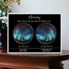 Cadre Personnalisé avec Carte du Ciel pour Grand-mère, Maman, Famille, Cadeaux souvenirs, Cadeau de Noël