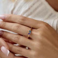 Bague Personnalisée avec Pierre de Naissance en Forme de Cœur Bague Personnalisée à Deux Pierres