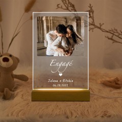 Lumière Nocturne Personnalisée avec Photo - Cadeaux de Fiançailles pour Couple Idées Cadeaux d'Anniversaire Cadeaux de Saint-Valentin pour Elle