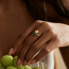 Bague Personnalisée avec Pierre de Naissance Ajustable Bague Délicate à Deux Pierres Cadeau d'Anniversaire pour Elle