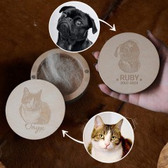 Boîte Commémorative à Poils d'Animal Gravée Personnalisée avec Photo Cadeaux en Cas de Perte d'Animal Cadeau-Souvenir