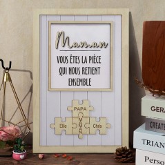 Personnalisé en bois maman Puzzle nom signe pièce qui nous tient ensemble idées cadeaux pour maman fête des mères cadeaux