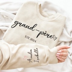 Sweat à capuche brodé personnalisé pour grand-père avec les noms des petits-enfants Idées cadeaux souvenir pour la fête des pères