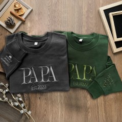 Sweat-shirt Papa brodé personnalisé avec date Sweat à capuche personnalisé Idées cadeaux uniques pour la fête des pères