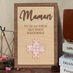 Puzzle personnalisé avec noms Maman, tu es la pièce qui nous rassemble Idées cadeaux pour la fête des mères
