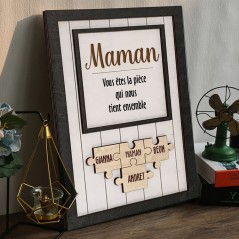Panneau de nom de puzzle en bois personnalisé, vous êtes la pièce qui nous tient ensemble, cadeau pour maman grand-mère