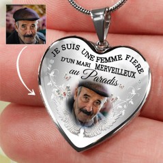 Collier photo commémoratif personnalisé Souvenir de sympathie personnalisé Pendentif en forme de cœur Cadeau de deuil