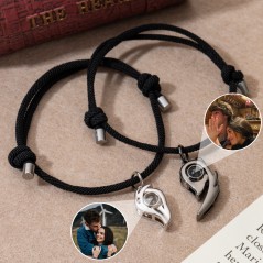 Bracelet de projection photo personnalisé Bracelet magnétique assorti pour couple pour cadeaux d'anniversaire de Saint-Valentin