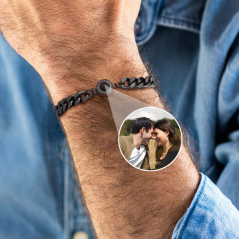 Bracelet de projection photo personnalisé pour homme avec image à l'intérieur Idées cadeaux personnalisées pour lui Cadeau d'anniversaire
