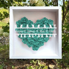 Boîte d'ombre à fleurs en forme de cœur personnalisée, idées cadeaux d'amour pour maman