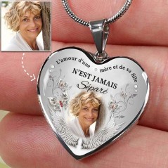 Collier commémoratif avec pendentif en forme de cœur personnalisé et photo souvenir