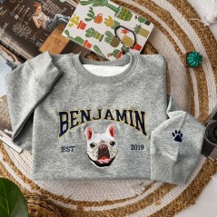 Sweat-shirt brodé personnalisé avec portrait d'animal de compagnie Cadeaux pour amoureux des animaux Cadeau de Noël